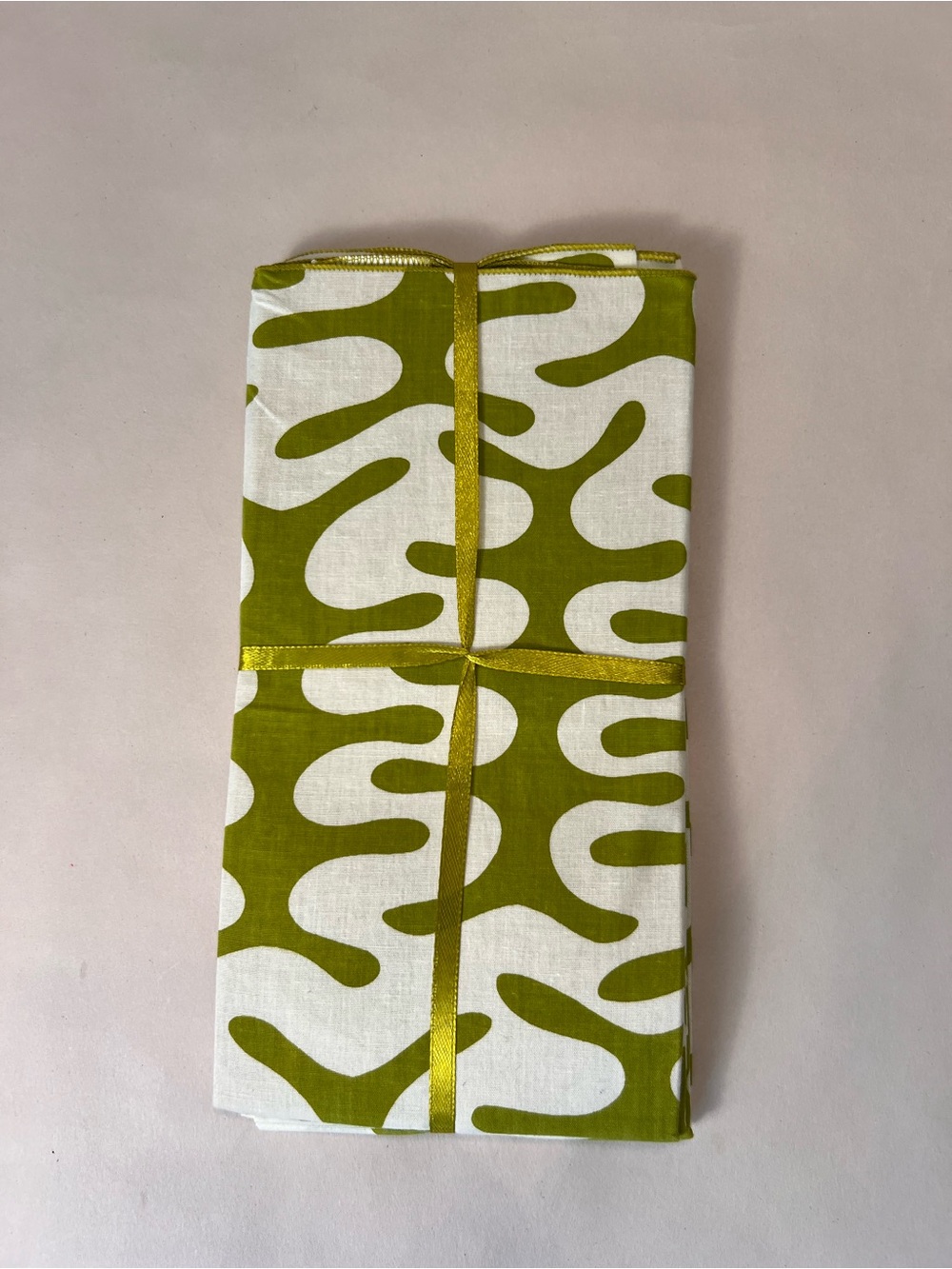 Green and White Abstract Cotton Napkins - Set